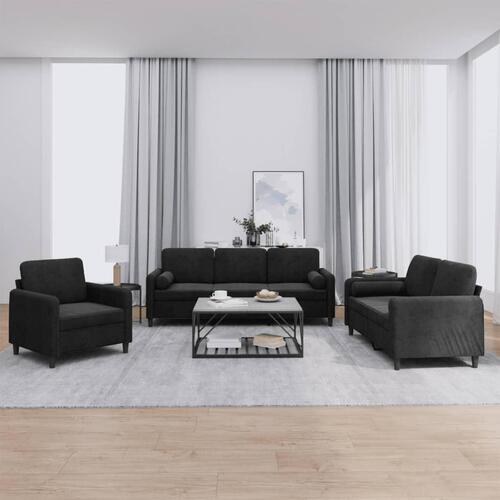 3 personers sofa med puder velour sort
