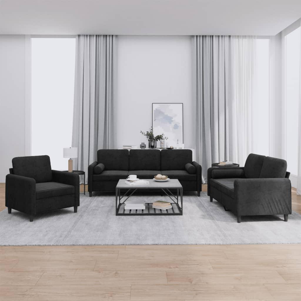 3 personers sofa med puder velour sort