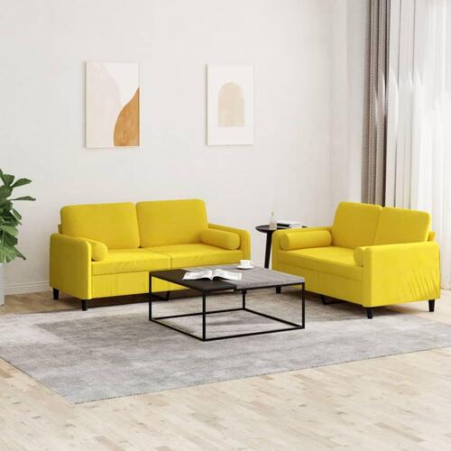 2 personers sofa med puder velour gul