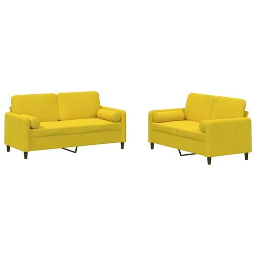 2 personers sofa med puder velour gul