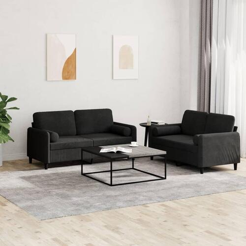2 personers sofa med puder velour sort