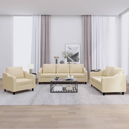 3 personers sofa med hynder stof cremefarvet