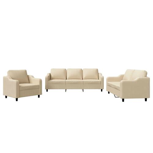 3 personers sofa med hynder stof cremefarvet