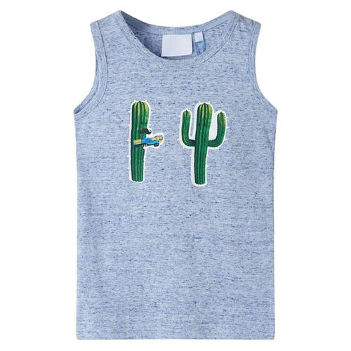 Tanktop til børn str. 128 blåmeleret
