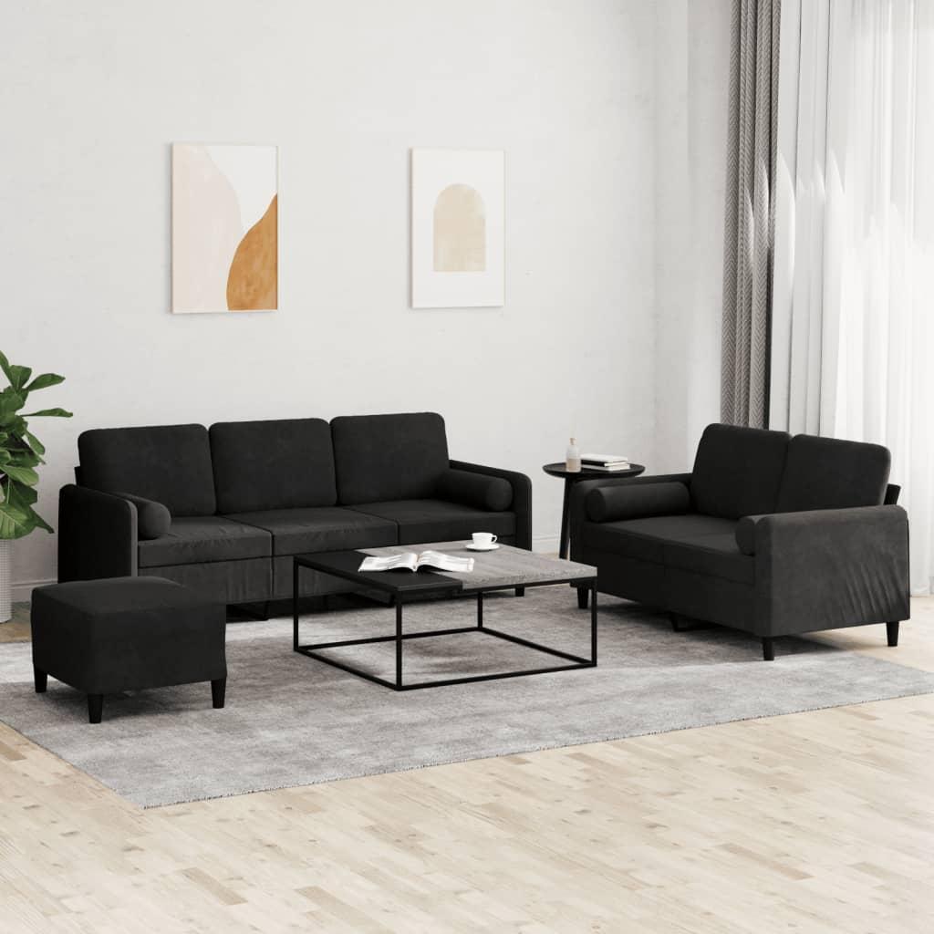 3 personers sofa med puder velour sort