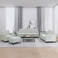 Sofasæt 4 dele velour lysegrå