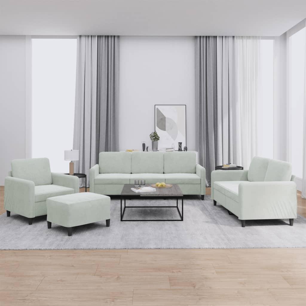 Sofasæt 4 dele velour lysegrå