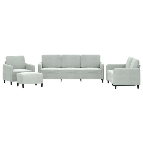 Sofasæt 4 dele velour lysegrå