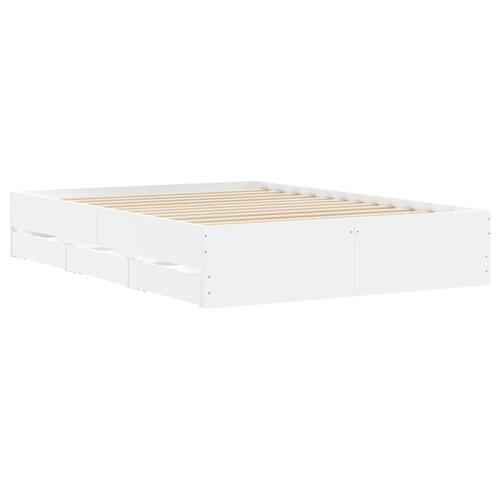 Sengeramme med skuffer 120x200 cm konstrueret træ hvid
