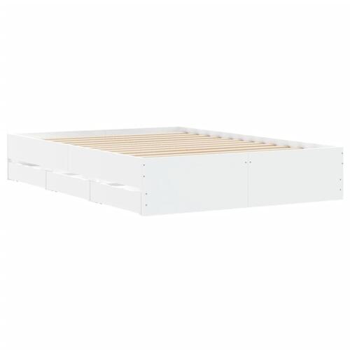 Sengeramme med skuffer 120x200 cm konstrueret træ hvid