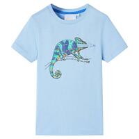 Kortærmet T-shirt til børn str. 128 lyseblå