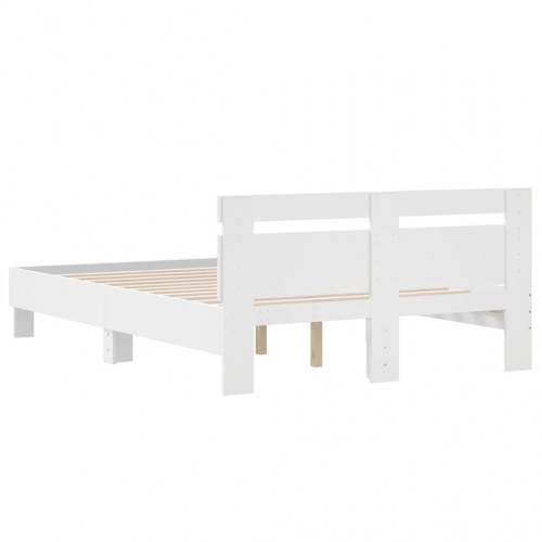 Sengeramme med sengegavl 120×190 cm - konstrueret træ, hvid