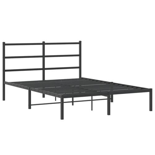 Sengeramme med sengegavl 135x190 cm metal sort