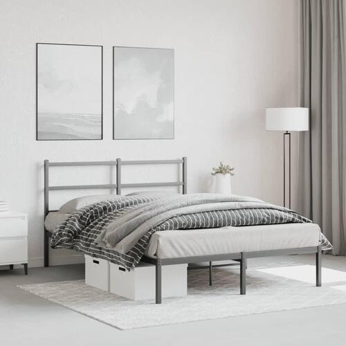 Sengeramme med sengegavl 140x200 cm metal sort