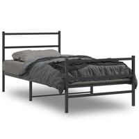 Sengeramme med sengegavl og fodgærde 107x203 cm metal sort