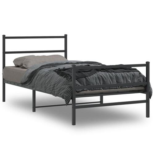 Sengeramme med sengegavl og fodgærde 107x203 cm metal sort
