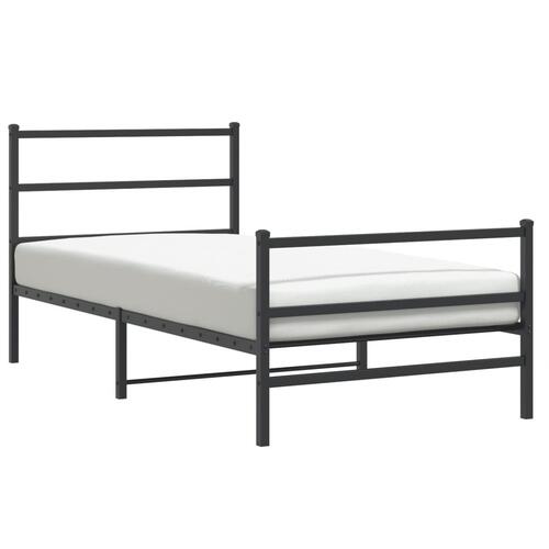 Sengeramme med sengegavl og fodgærde 107x203 cm metal sort