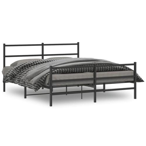 Sengeramme med sengegavl og fodgærde 150x200 cm metal sort