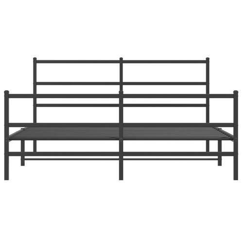 Sengeramme med sengegavl og fodgærde 150x200 cm metal sort