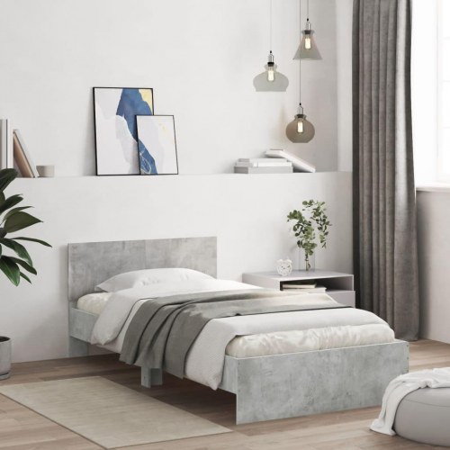 Sengeramme med sengegavl 100 x 200 cm - betongrå