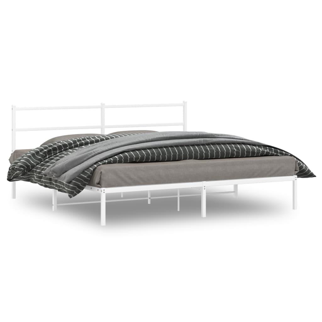 Sengeramme med sengegavl 193 × 203 cm - metal, hvid