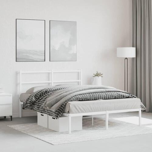 Sengeramme med sengegavl 140x200 cm metal hvid