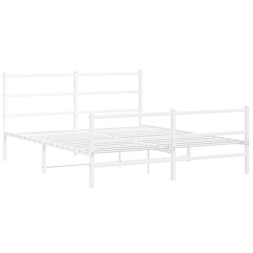 Sengeramme med sengegavl og fodgærde 150x200 cm metal hvid