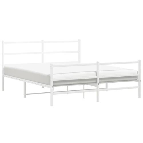 Sengeramme med sengegavl og fodgærde 150x200 cm metal hvid