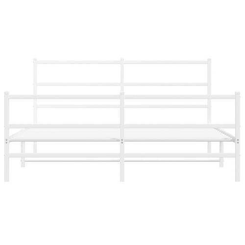 Sengeramme med sengegavl og fodgærde 150x200 cm metal hvid