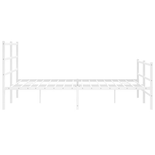 Sengeramme med sengegavl og fodgærde 150x200 cm metal hvid