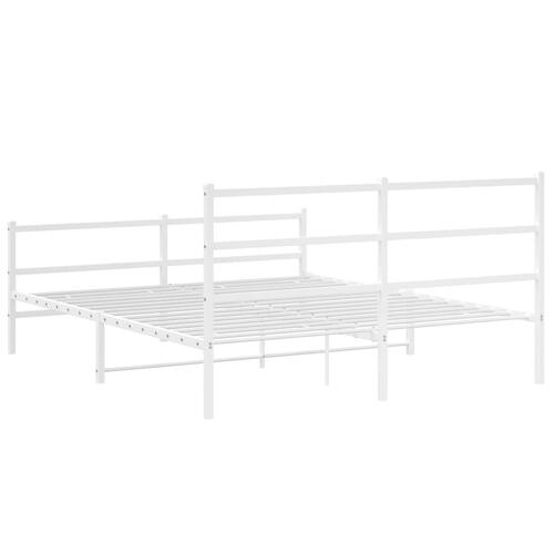 Sengeramme med sengegavl og fodgærde 150x200 cm metal hvid