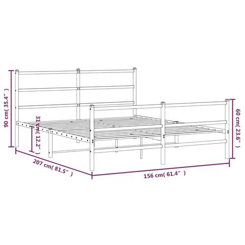 Sengeramme med sengegavl og fodgærde 150x200 cm metal hvid
