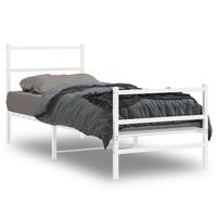 Sengeramme med sengegavl og fodgærde 75x190 cm metal hvid