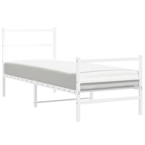 Sengeramme med sengegavl og fodgærde 75x190 cm metal hvid