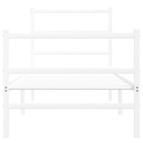 Sengeramme med sengegavl og fodgærde 75x190 cm metal hvid