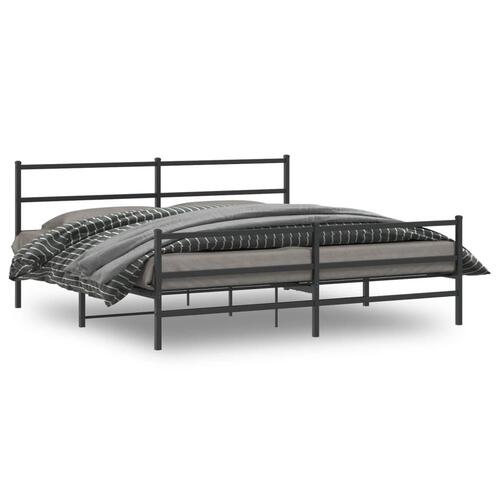 Sengeramme med sengegavl og fodgærde 180x200 cm metal sort