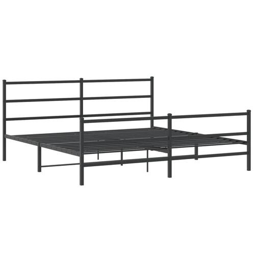 Sengeramme med sengegavl og fodgærde 180x200 cm metal sort
