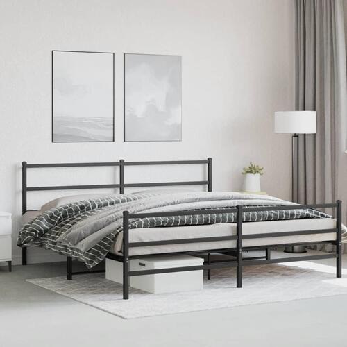 Sengeramme med sengegavl og fodgærde 180x200 cm metal sort