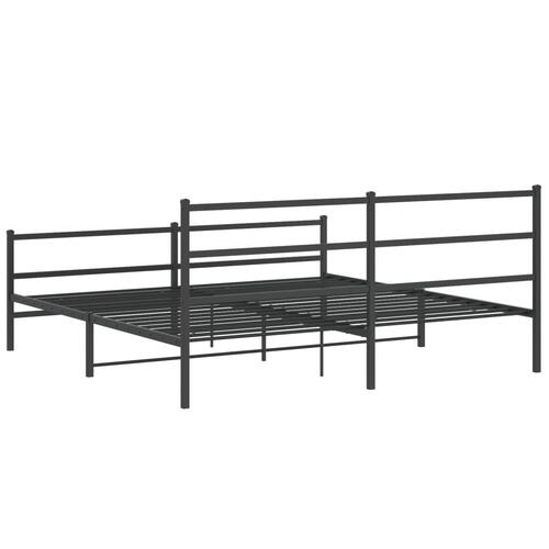 Sengeramme med sengegavl og fodgærde 180x200 cm metal sort