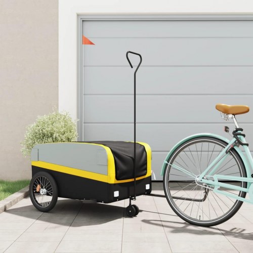 Cykelanhænger 45 kg - jern, sort/gul