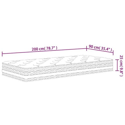 Springmadras med pocketfjedre 90x200 cm medium