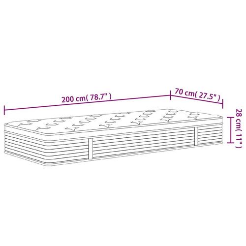 Springmadras med pocketfjedre 70x200 cm medium fast