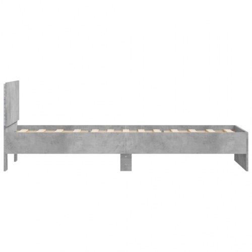 Sengeramme med sengegavl og LED-lys 90 x 200 cm - betongrå