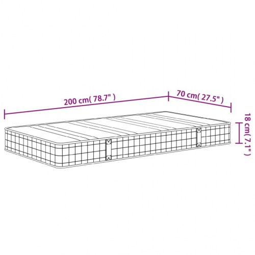 Springmadras med bonellfjedre 70x200 cm - medium