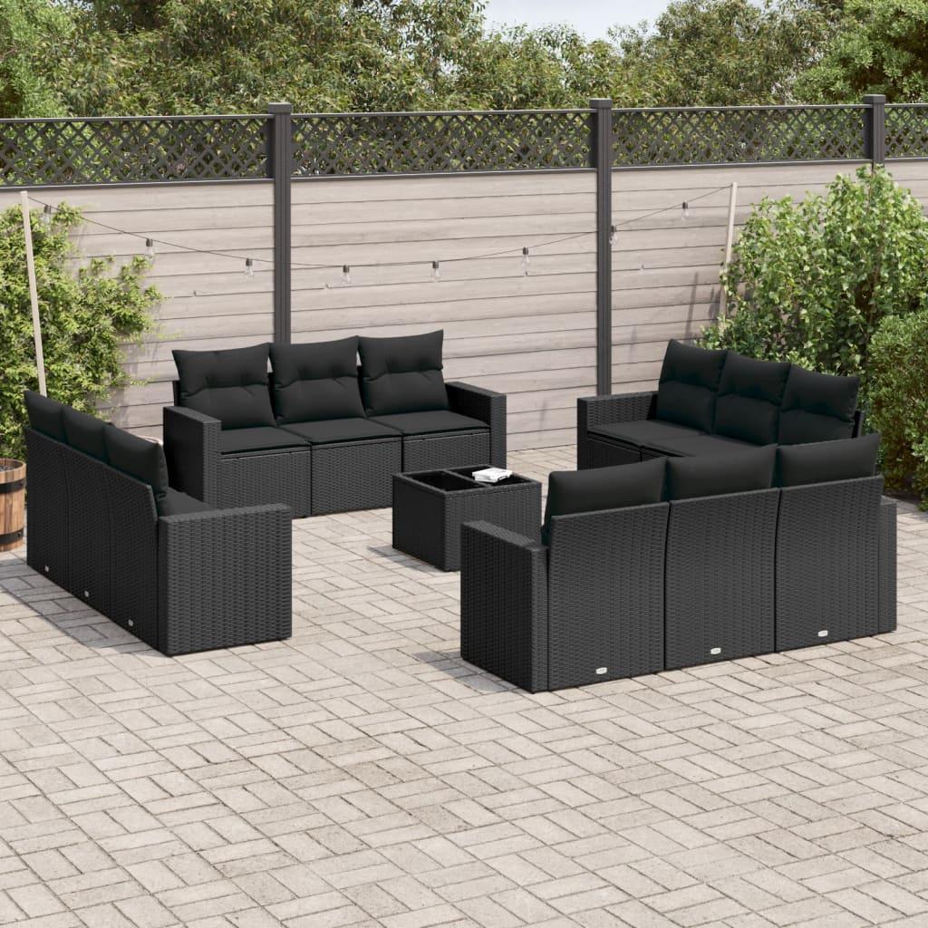 Sofasæt til haven 13 dele med hynder polyrattan sort