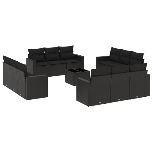 Sofasæt til haven 13 dele med hynder polyrattan sort