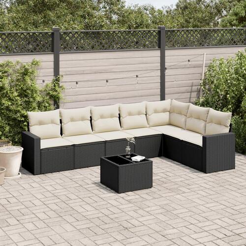 Sofasæt til haven 8 dele med hynder polyrattan sort