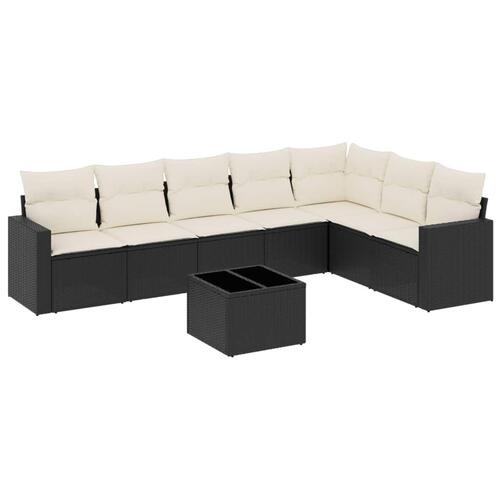 Sofasæt til haven 8 dele med hynder polyrattan sort