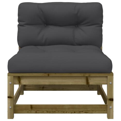 Sofa med hynder og fodskammel uden armlæn