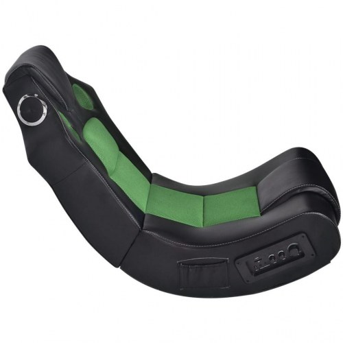 Gyngestol med musik kunstlæder sort og grøn